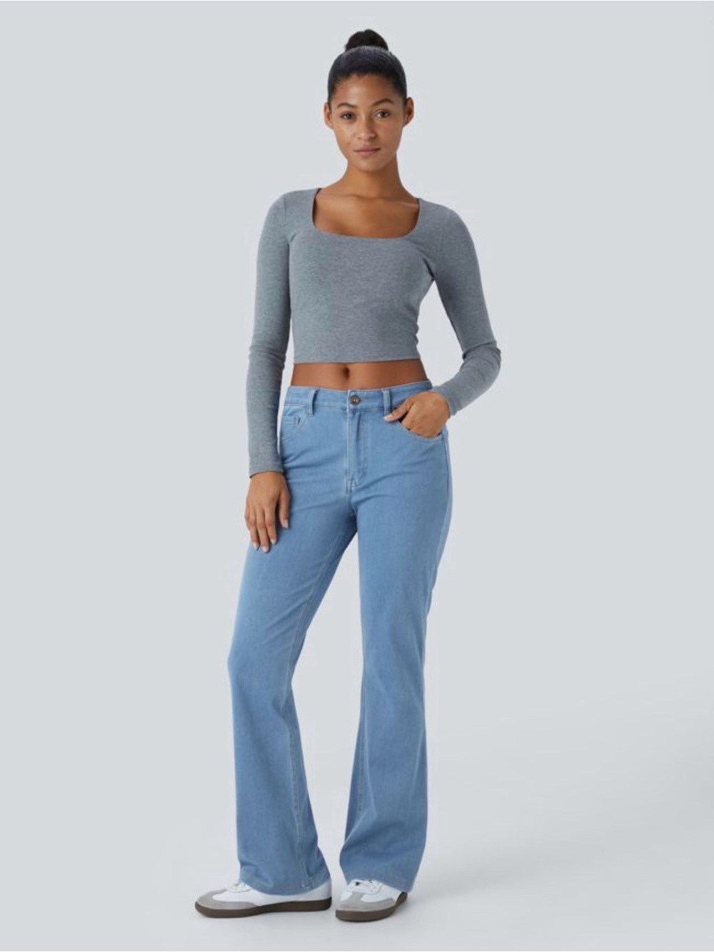 Halara Flex Mid Rise Bootcut Jeans Sunny Blue Size L Regular Worn Once